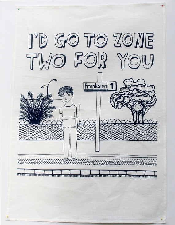 So many fantastically quirky #designs, so hard to choose! TT-Zone tea towel by Able and Game. More products from Melbourne Life Instyle 2013 on the RSD Blog.