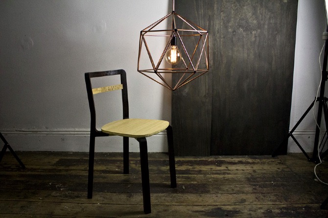 The Boo Dining #Chair and Rough #Diamond #pendant in #Copper by Ben-Tovim Design. Seen at #Melbourne #Decoration + #Design 2013.