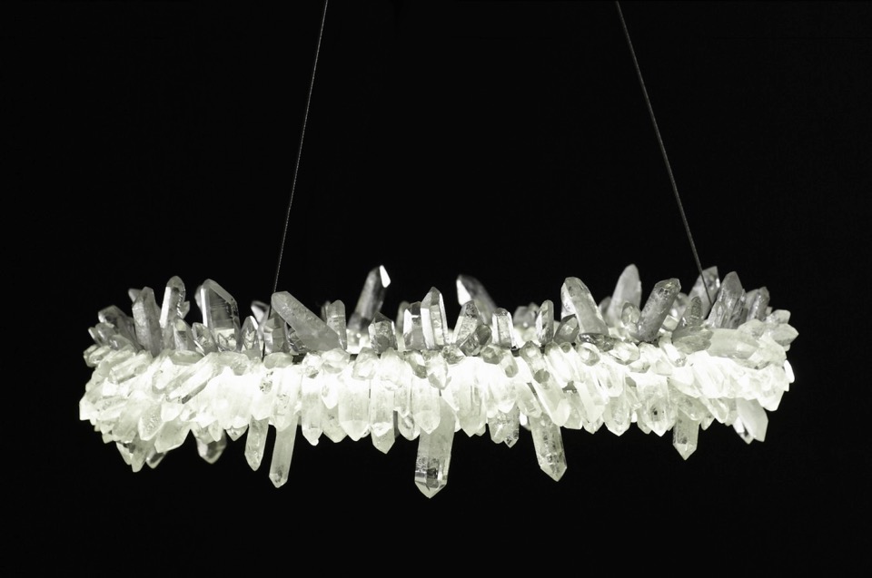 Christopher Boots delivers some stunning work with #Quartz #crystal in his Diamond Ring #pendant #light