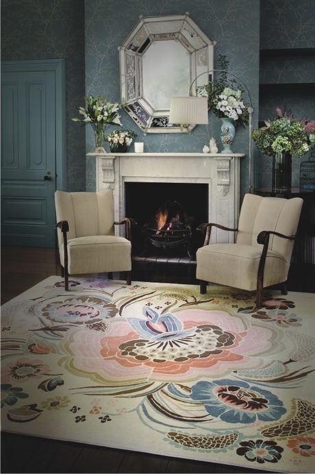Pretty pastels and floral motifs in the Garden Party rug by Catherine Martin for Designer Rugs. #Great #Gatsby 1920s inspired design on the RSD Blog.