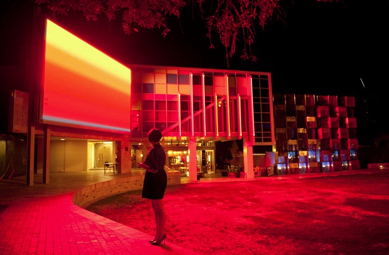 Horizon interactive lighting installation by Flynn Talbot in Perth on the Northbridge Piazza screen in the Arts precinct