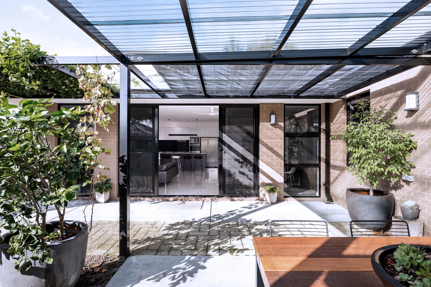North-facing, rear exterior of the James Street Residence, by Romona Sandon Designs.
