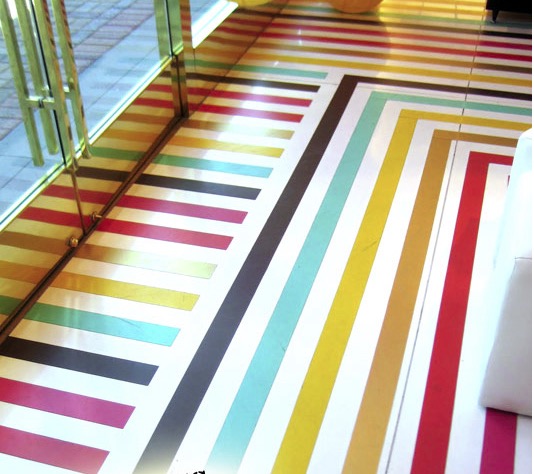 Taped stripes to floor of Kate Spade store. More #Decoration and #Design on the RSD Blog