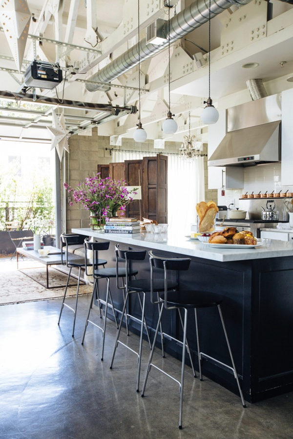Industrial L.A. loft, home of Joan’s on Third. #Black and #white kitchen. From The #Monochrome #Kitchen, the RSD Blog.