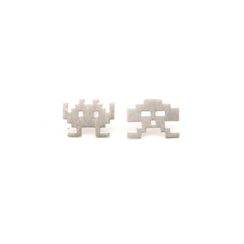 Silver Space Invader studs from Pigeonhole. More geek chic for the home on the RSD Blog.