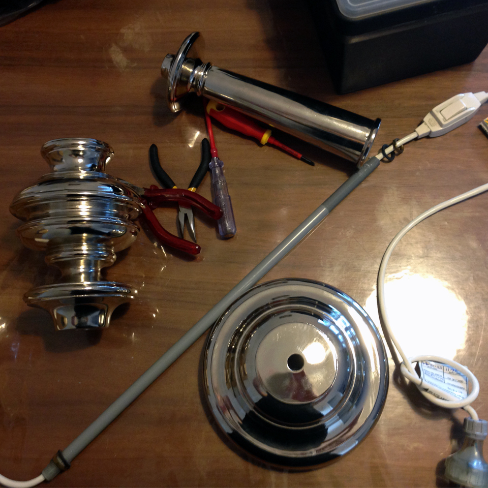 Nickel-plated lamp base parts. #DIY Lamp revamp on the blog.