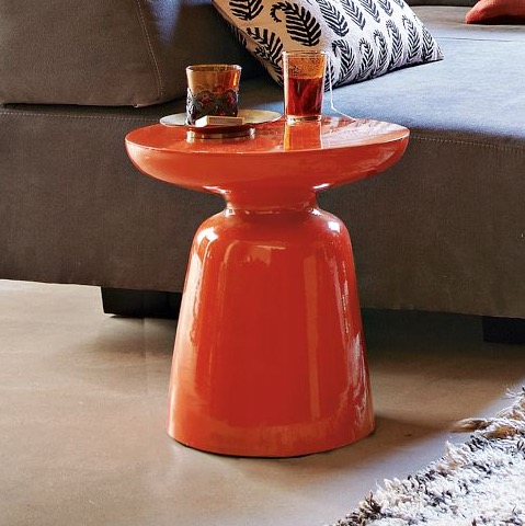 For a bright statement piece, The Martini side table in Persimmon from West Elm. It’s also available in White, Silver and Antique Brass. More #Orange on the RSD Blog.