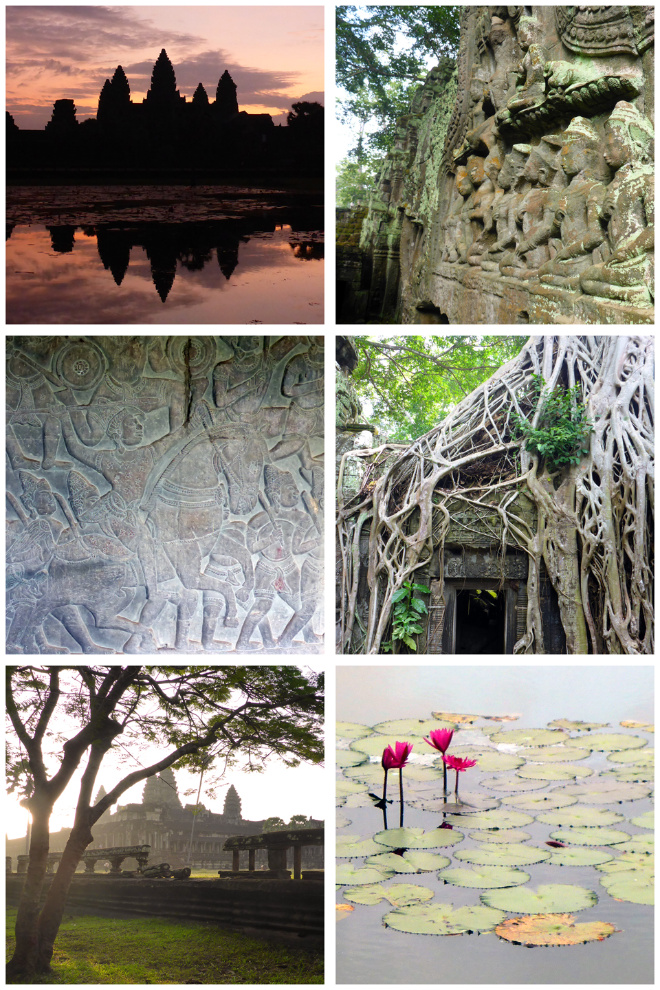 Siem Reap, Angkor Wat, Ta Prohm and other temples in the UNESCO World Heritage zone in Cambodia.