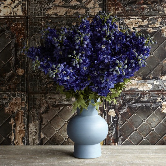 Cornflower blue Delphiniums from Abigail Ahern’s silk faux flower range. More #blue goodness on the RSD Blog. 