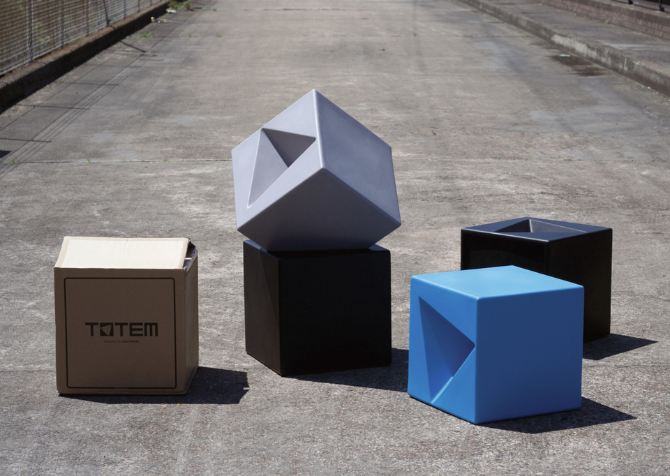 Totem stackable stools from recyclable LPDE.